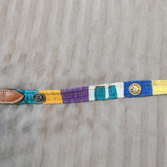 Circle Y of Yoakum Colorful Leather Western Belt Southwestern Design Conchos - Picture 3 of 10